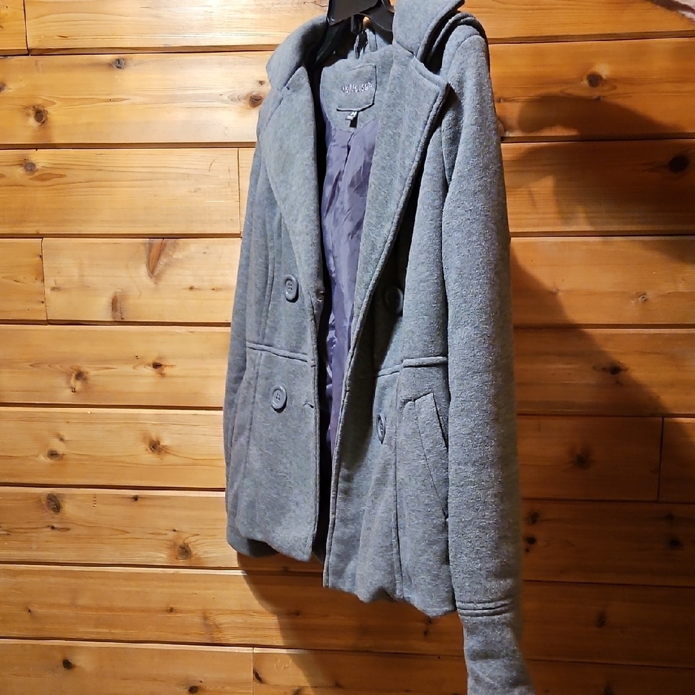 Dollhouse |Solid Gray Hooded Peacoat - image 4